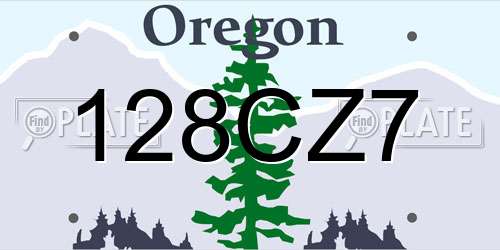 128CZ7 Oregon License Plate