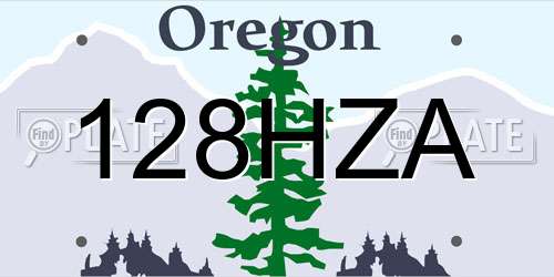 128HZA Oregon License Plate