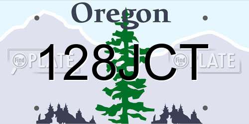 128JCT Oregon License Plate