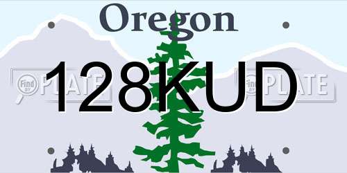 128KUD Oregon License Plate