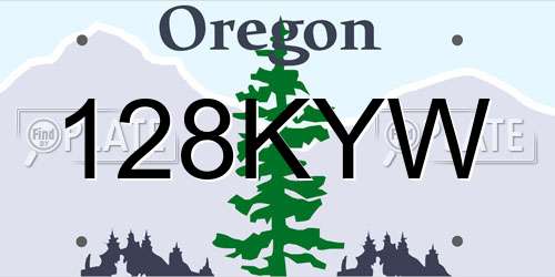 128KYW Oregon License Plate