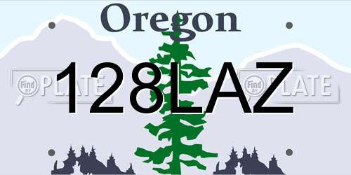 128LAZ Oregon License Plate