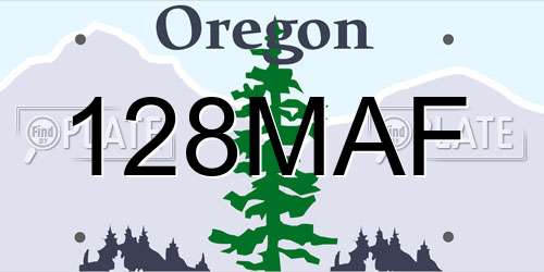 128MAF Oregon License Plate