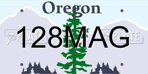 128MAG Oregon License Plate