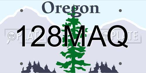 128MAQ Oregon License Plate