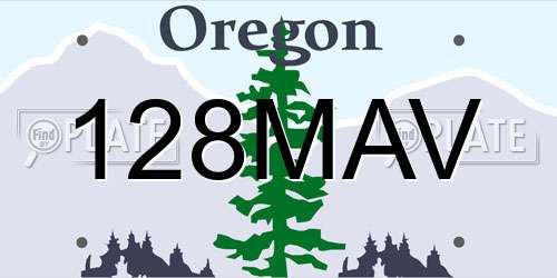 128MAV Oregon License Plate