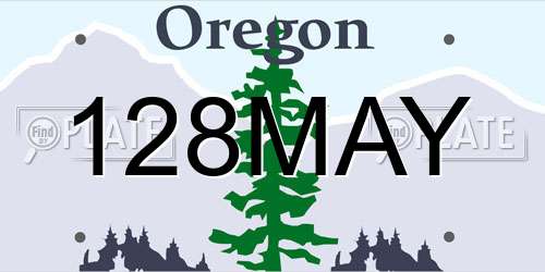 128MAY Oregon License Plate