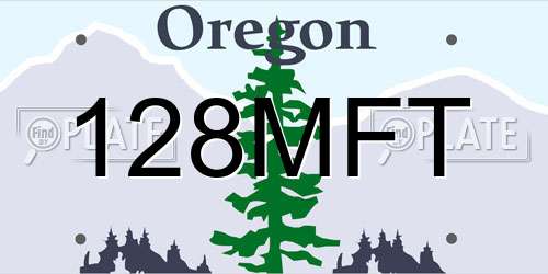 128MFT Oregon License Plate