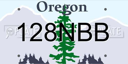 128NBB Oregon License Plate
