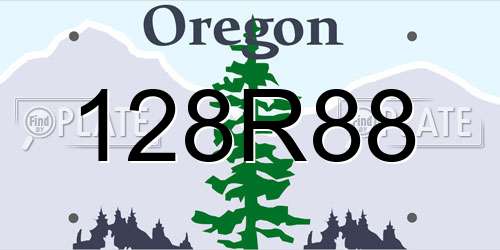 128R88 Oregon License Plate