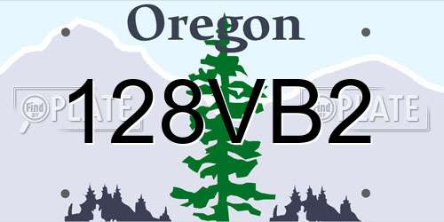 128VB2 Oregon License Plate