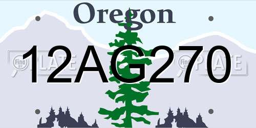 12AG270 Oregon License Plate