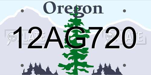 12AG720 Oregon License Plate