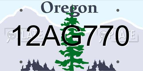 12AG770 Oregon License Plate