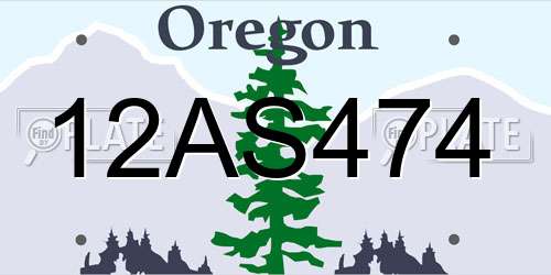 12AS474 Oregon License Plate