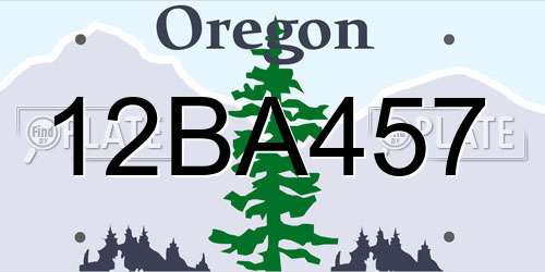 12BA457 Oregon License Plate