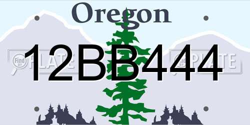 12BB444 Oregon License Plate
