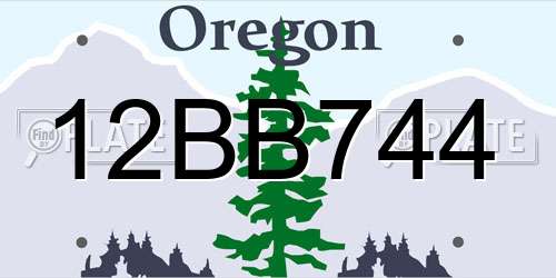 12BB744 Oregon License Plate