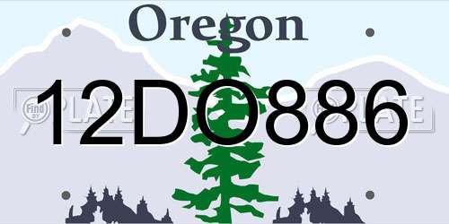 12DO886 Oregon License Plate
