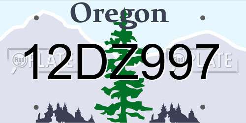12DZ997 Oregon License Plate