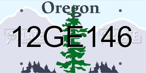 12GE146 Oregon License Plate