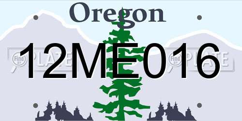 12ME016 Oregon License Plate