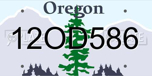 12OD586 Oregon License Plate