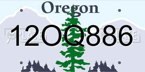 12OQ886 Oregon License Plate
