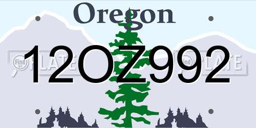 12OZ992 Oregon License Plate