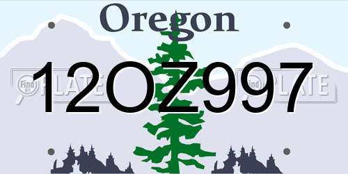 12OZ997 Oregon License Plate