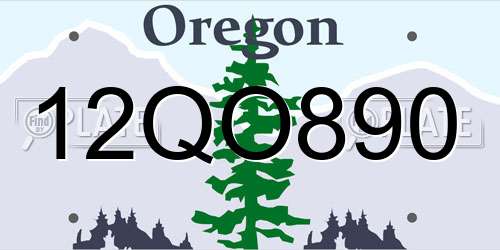 12QO890 Oregon License Plate