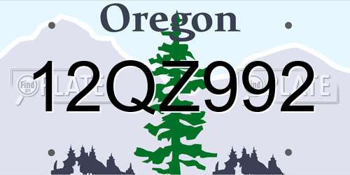 12QZ992 Oregon License Plate