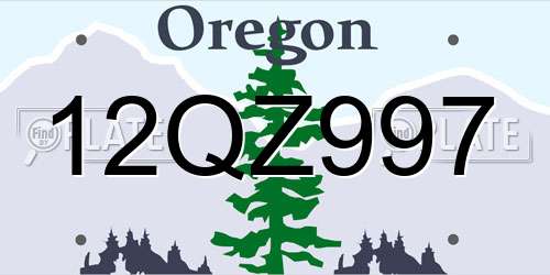 12QZ997 Oregon License Plate