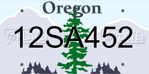 12SA452 Oregon License Plate