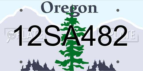 12SA482 Oregon License Plate