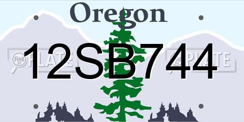 12SB744 Oregon License Plate
