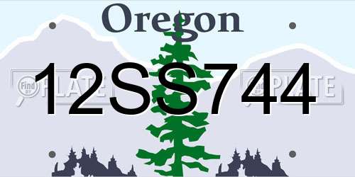 12SS744 Oregon License Plate