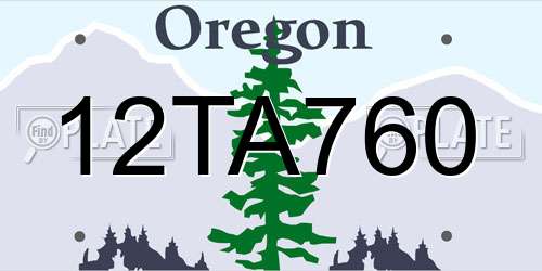 12TA760 Oregon License Plate