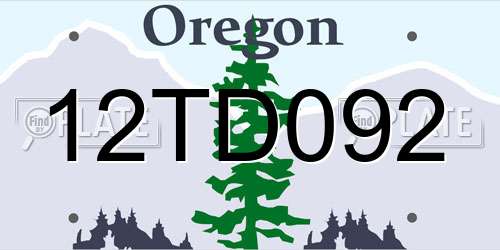 12TD092 Oregon License Plate