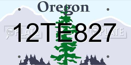 12TE827 Oregon License Plate