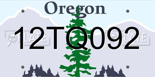 12TQ092 Oregon License Plate