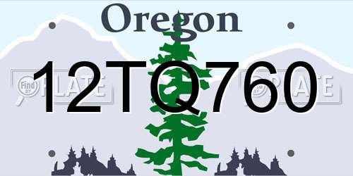 12TQ760 Oregon License Plate