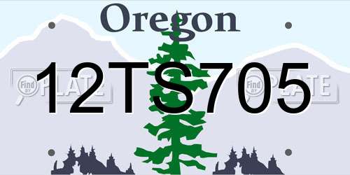12TS705 Oregon License Plate