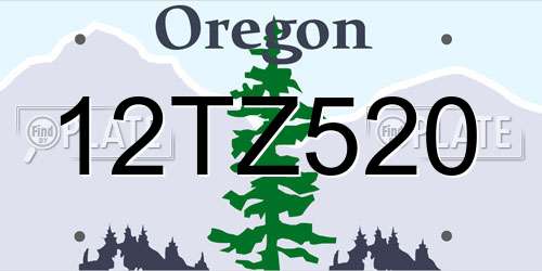 12TZ520 Oregon License Plate