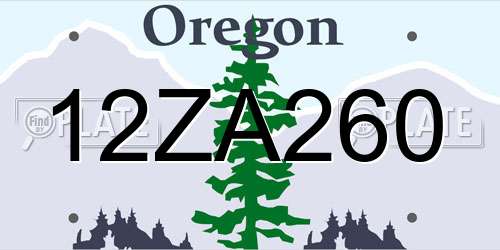 12ZA260 Oregon License Plate