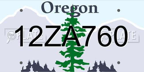 12ZA760 Oregon License Plate