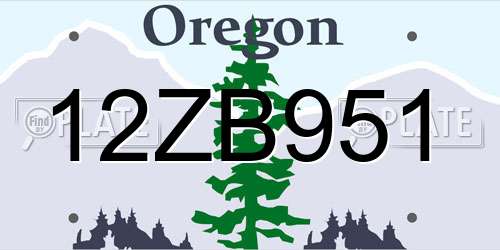 12ZB951 Oregon License Plate