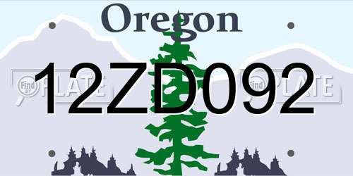 12ZD092 Oregon License Plate