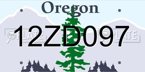 12ZD097 Oregon License Plate