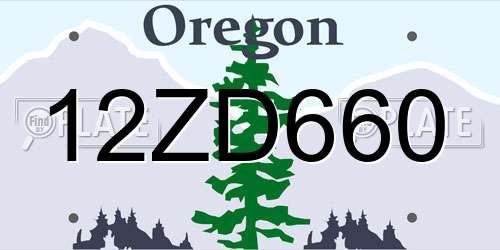 12ZD660 Oregon License Plate